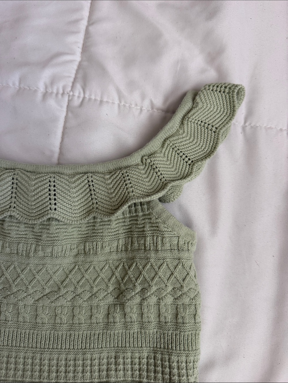 Girls Janie & Jack Knit Ruffle Peplum Tank Top - Light Sage Green - Picture 2 of 4